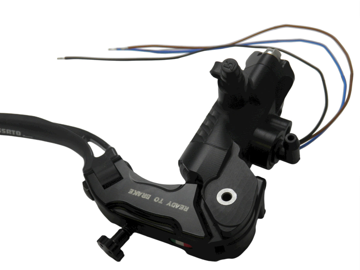 Pompa Freno Ready To Brake Accossato 19x19 Con Leva Snodata Colorata (Pomello+Leva) - Supporto specchio: - N/A, Vaschetta in Alluminio Integrata: - N/A
