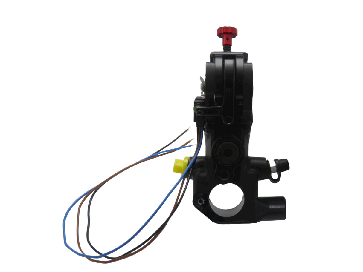 Pompa Freno Ready To Brake Accossato 19x19 Con Leva Snodata Colorata (Pomello+Leva) - Supporto specchio: M10, Vaschetta in Alluminio Integrata: - N/A