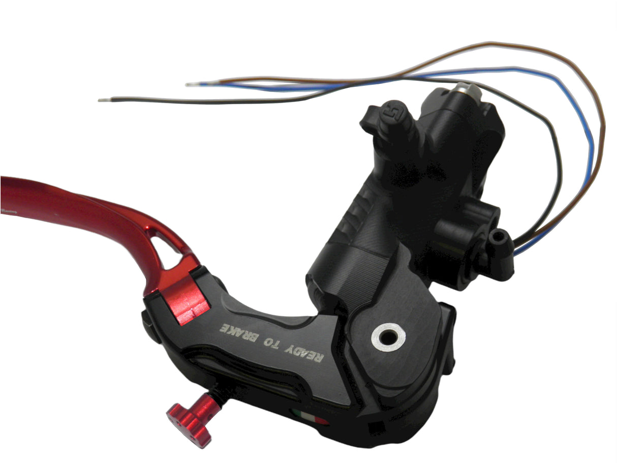 Pompa Freno Ready To Brake Accossato 19x19 Con Leva Snodata Colorata (Pomello+Leva) - Supporto specchio: - N/A, Vaschetta in Alluminio Integrata: - N/A