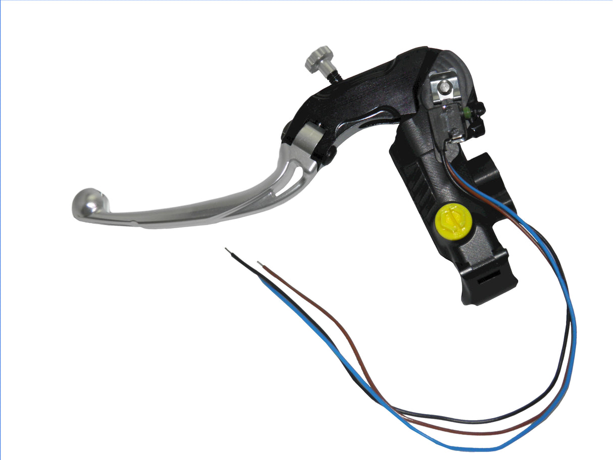 Pompa Freno Ready To Brake Accossato 19x20 Con Leva Snodata Colorata (Pomello+Leva) - Supporto specchio: M8, Vaschetta in Alluminio Integrata: - N/A