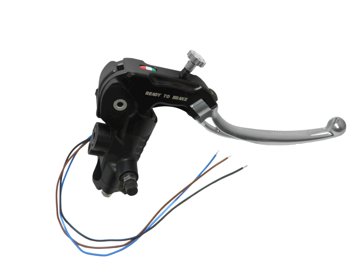 Pompa Freno Ready To Brake Accossato 19x20 Con Leva Snodata Colorata (Pomello+Leva) - Supporto specchio: - N/A, Vaschetta in Alluminio Integrata: - N/A