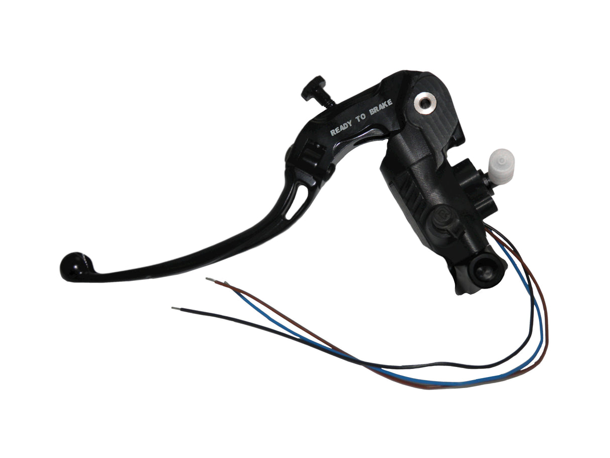 Pompa Frizione Ready To Brake Accossato 16x16 Con Leva Snodata Colorata (Pomello+Leva) - Supporto specchio: M10, Vaschetta in Alluminio Integrata: - N/A