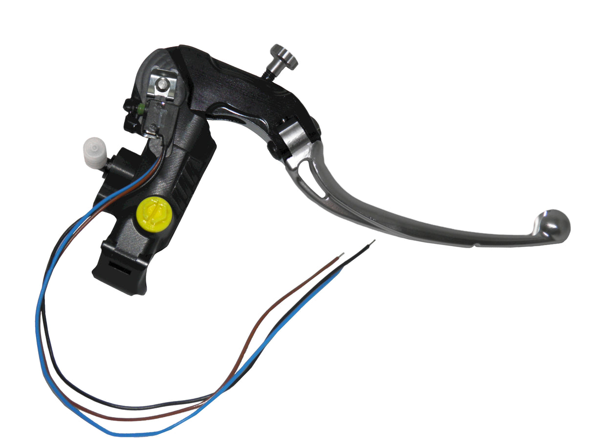 Pompa Frizione Ready To Brake Accossato 16x16 Con Leva Snodata Colorata (Pomello+Leva) - Supporto specchio: M10, Vaschetta in Alluminio Integrata: - N/A