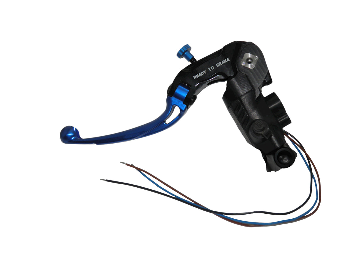 Pompa Frizione Ready To Brake Accossato PRS 16x15-16-17 Con Leva Snodata Colorata (Pomello+Leva) - Opzioni leva: RST, Supporto specchio: M8, Vaschetta in Alluminio Integrata: - N/A