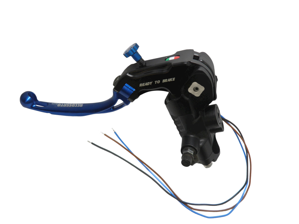 Pompa Frizione Ready To Brake Accossato PRS 16x15-16-17 Con Leva Snodata Colorata (Pomello+Leva) - Opzioni leva: RST, Supporto specchio: - N/A, Vaschetta in Alluminio Integrata: - N/A