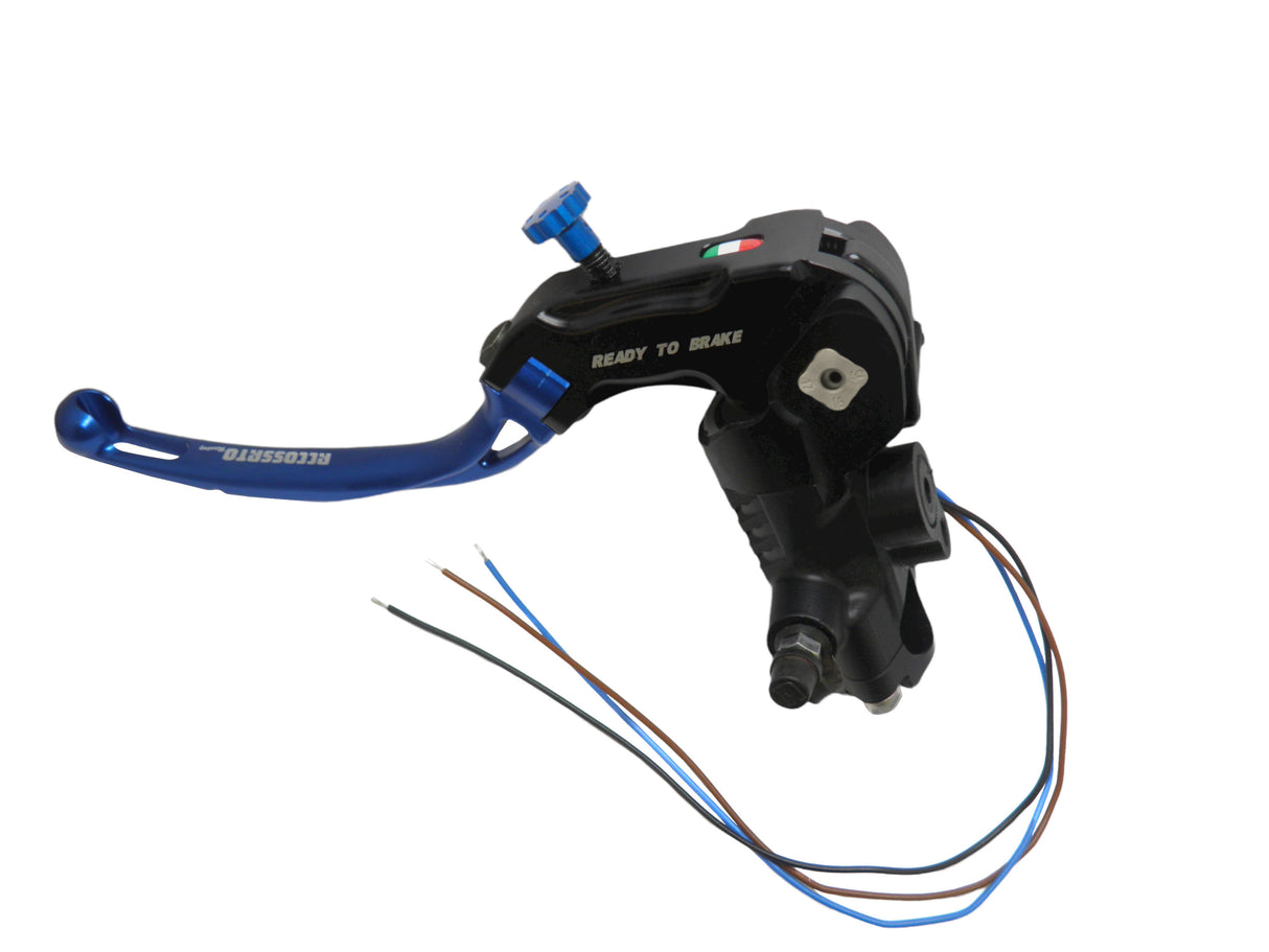 Pompa Frizione Ready To Brake Accossato PRS 16x15-16-17 Con Leva Snodata Colorata (Pomello+Leva) - Opzioni leva: RST, Supporto specchio: - N/A, Vaschetta in Alluminio Integrata: - N/A
