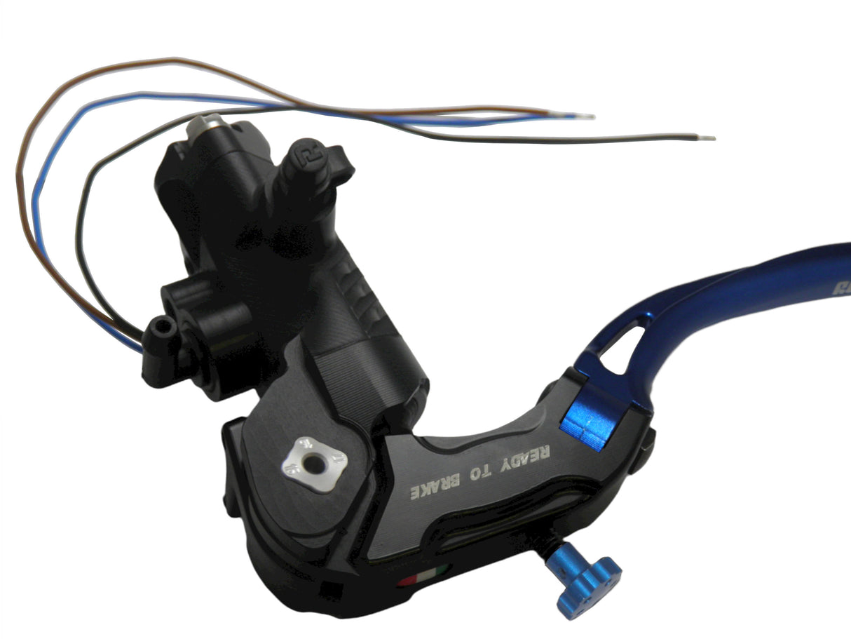 Pompa Frizione Ready To Brake Accossato PRS 16x15-16-17 Con Leva Snodata Colorata (Pomello+Leva) - Opzioni leva: RST, Supporto specchio: - N/A, Vaschetta in Alluminio Integrata: - N/A
