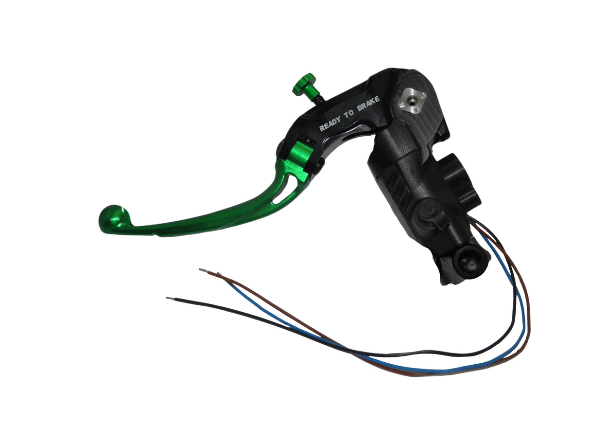 Pompa Frizione Ready To Brake Accossato PRS 16x15-16-17 Con Leva Snodata Colorata (Pomello+Leva) - Opzioni leva: RST, Supporto specchio: M8, Vaschetta in Alluminio Integrata: - N/A