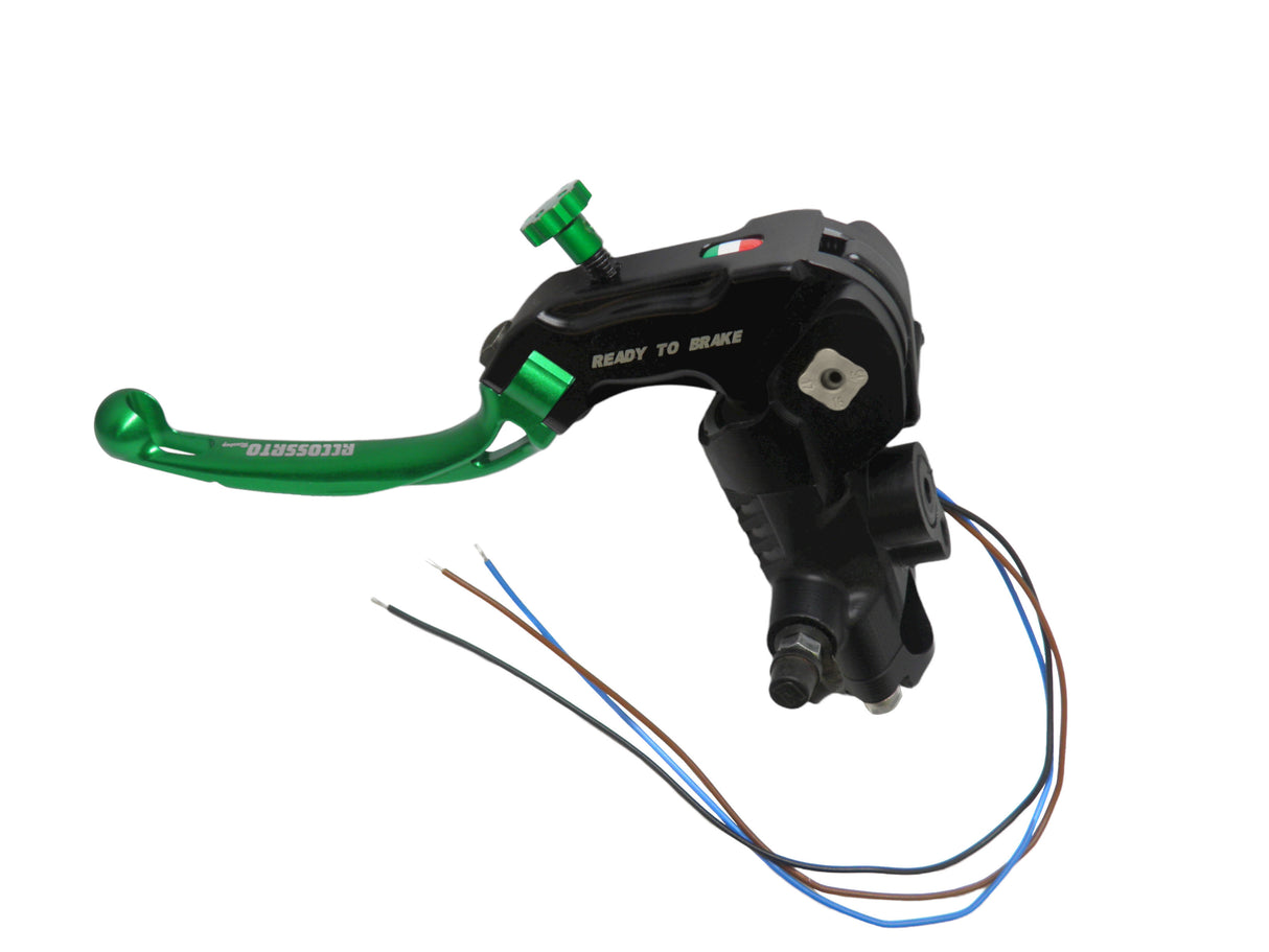 Pompa Frizione Ready To Brake Accossato PRS 16x15-16-17 Con Leva Snodata Colorata (Pomello+Leva) - Opzioni leva: RST, Supporto specchio: - N/A, Vaschetta in Alluminio Integrata: - N/A