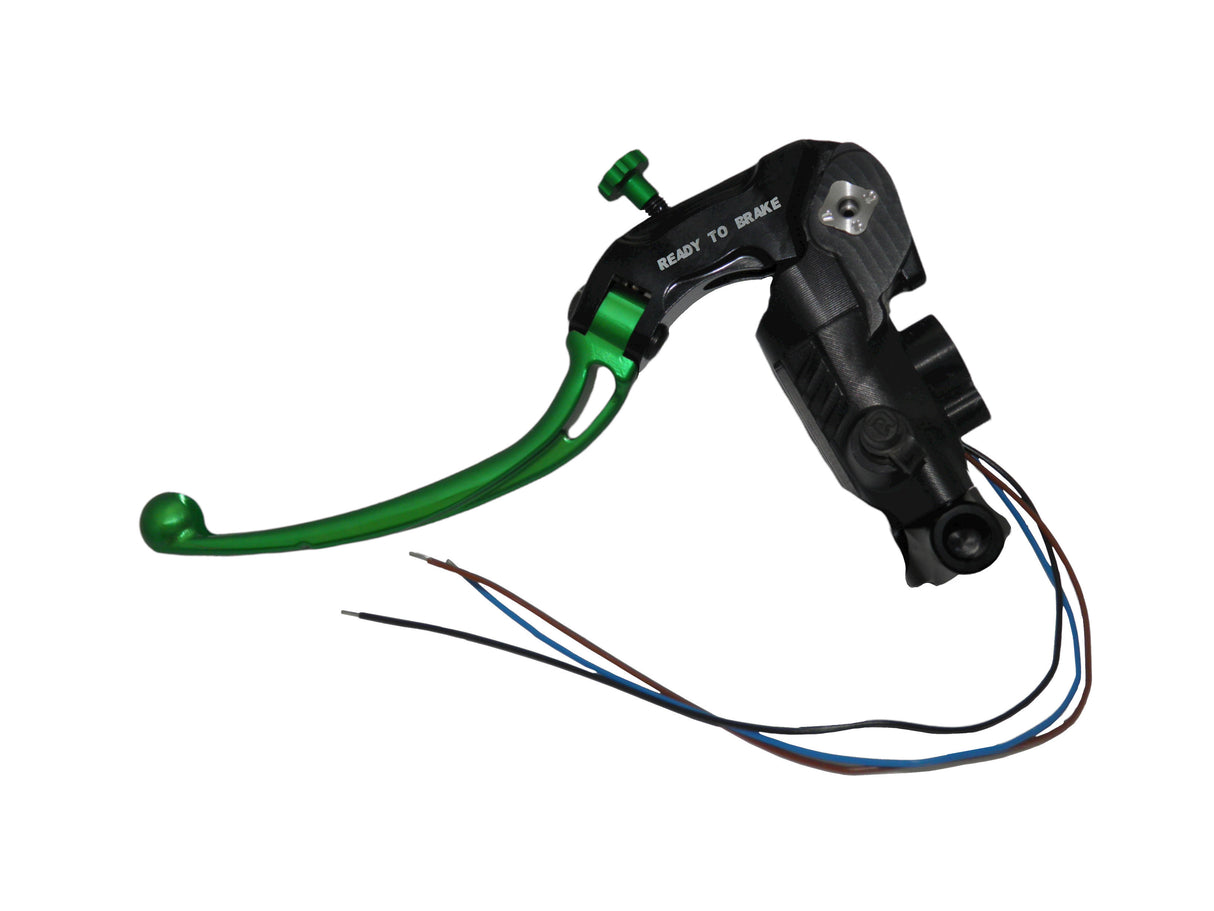 Pompa Frizione Ready To Brake Accossato PRS 16x15-16-17 Con Leva Snodata Colorata (Pomello+Leva) - Opzioni leva: RST, Supporto specchio: M10, Vaschetta in Alluminio Integrata: - N/A