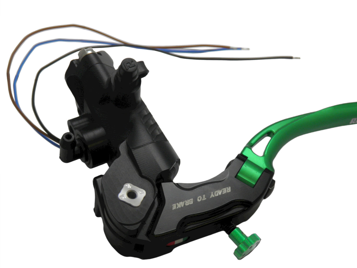 Pompa Frizione Ready To Brake Accossato PRS 16x15-16-17 Con Leva Snodata Colorata (Pomello+Leva) - Opzioni leva: RST, Supporto specchio: - N/A, Vaschetta in Alluminio Integrata: - N/A