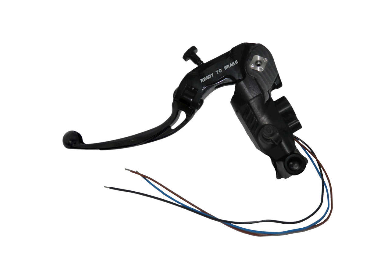 Pompa Frizione Ready To Brake Accossato PRS 16x15-16-17 Con Leva Snodata Colorata (Pomello+Leva) - Opzioni leva: RST, Supporto specchio: M10, Vaschetta in Alluminio Integrata: - N/A