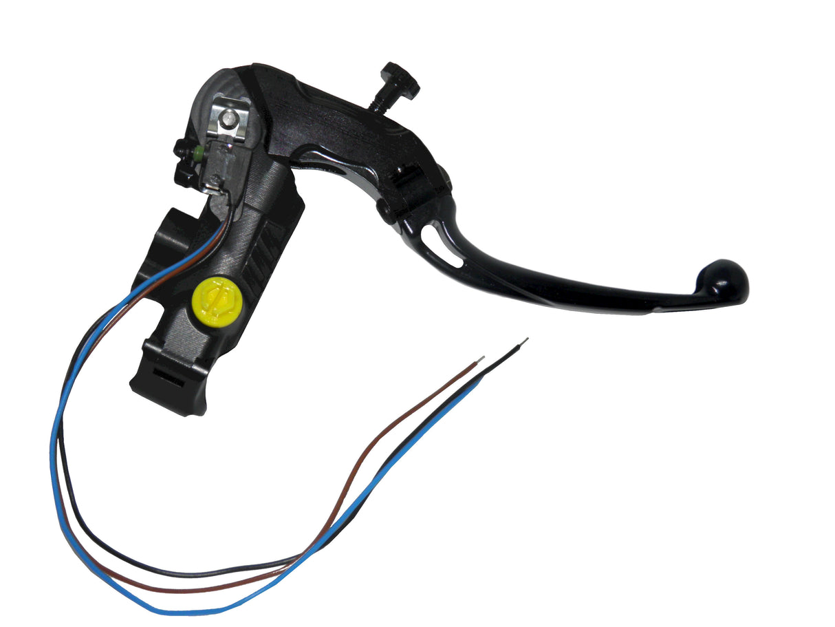 Pompa Frizione Ready To Brake Accossato PRS 16x15-16-17 Con Leva Snodata Colorata (Pomello+Leva) - Opzioni leva: RST, Supporto specchio: M10, Vaschetta in Alluminio Integrata: - N/A