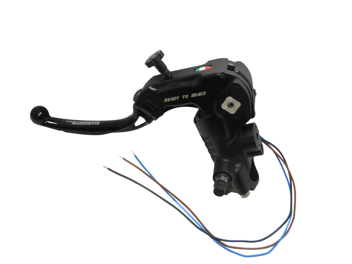 Pompa Frizione Ready To Brake Accossato PRS 16x15-16-17 Con Leva Snodata Colorata (Pomello+Leva) - Opzioni leva: RST, Supporto specchio: - N/A, Vaschetta in Alluminio Integrata: - N/A