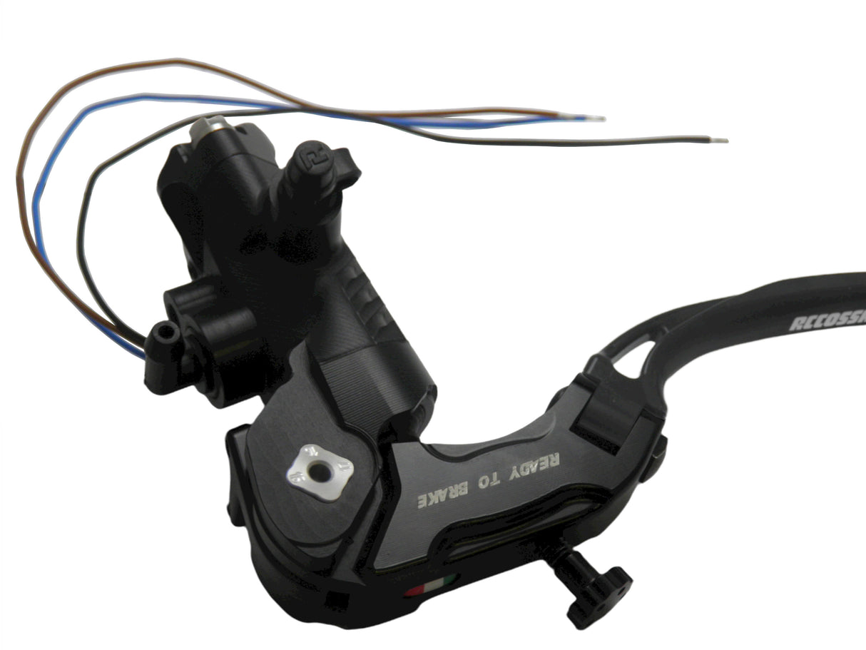 Pompa Frizione Ready To Brake Accossato PRS 16x15-16-17 Con Leva Snodata Colorata (Pomello+Leva) - Opzioni leva: RST, Supporto specchio: - N/A, Vaschetta in Alluminio Integrata: - N/A