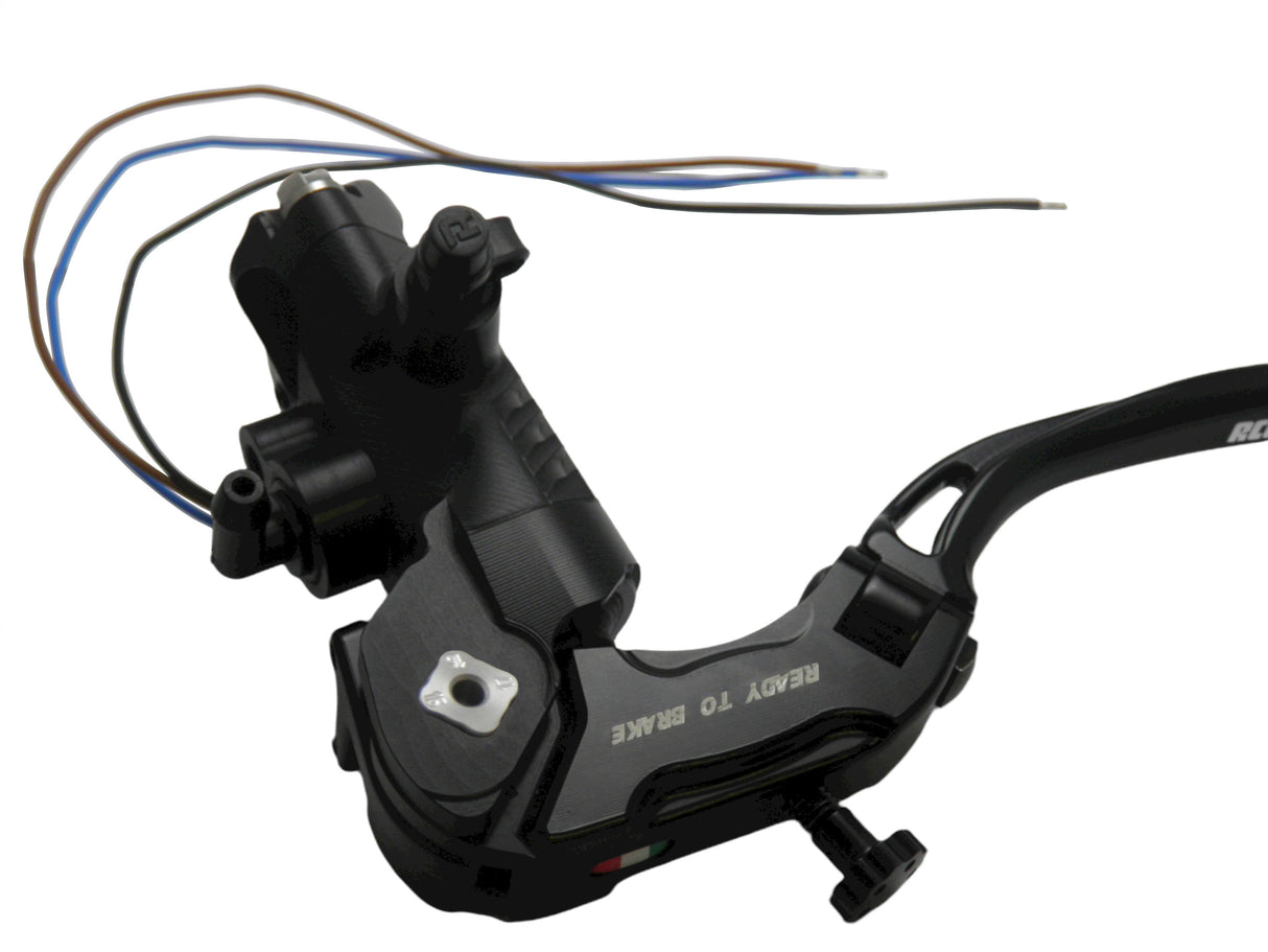 Pompa Frizione Ready To Brake Accossato PRS 16x15-16-17 Con Leva Snodata Colorata (Pomello+Leva) - Opzioni leva: RST, Supporto specchio: - N/A, Vaschetta in Alluminio Integrata: - N/A