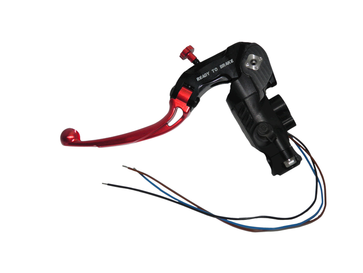 Pompa Frizione Ready To Brake Accossato PRS 16x15-16-17 Con Leva Snodata Colorata (Pomello+Leva) - Opzioni leva: RST, Supporto specchio: - N/A, Vaschetta in Alluminio Integrata: - N/A