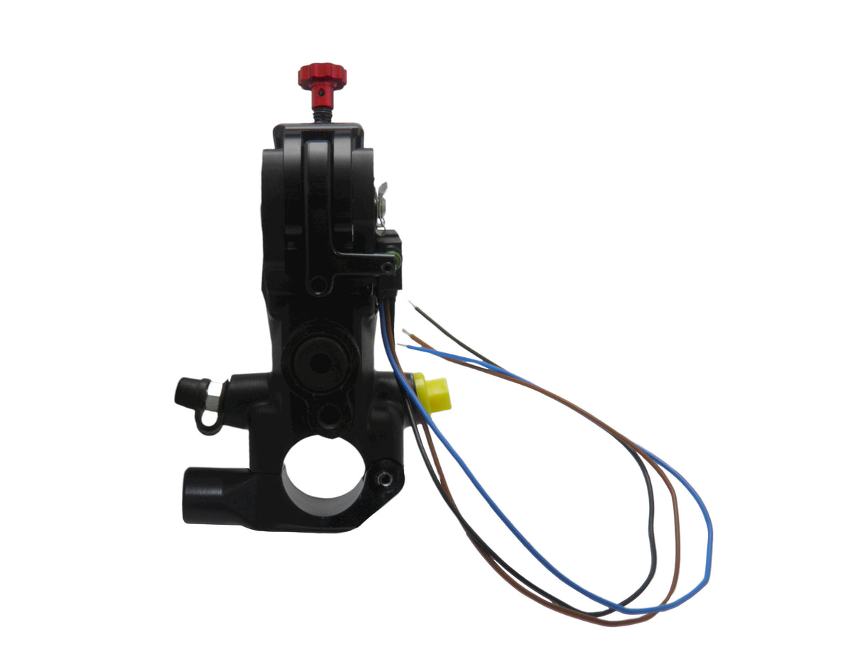 Pompa Frizione Ready To Brake Accossato PRS 16x15-16-17 Con Leva Snodata Colorata (Pomello+Leva) - Opzioni leva: RST, Supporto specchio: M8, Vaschetta in Alluminio Integrata: - N/A