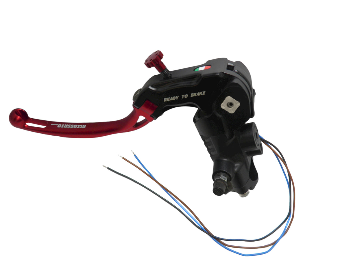 Pompa Frizione Ready To Brake Accossato PRS 16x15-16-17 Con Leva Snodata Colorata (Pomello+Leva) - Opzioni leva: RST, Supporto specchio: - N/A, Vaschetta in Alluminio Integrata: - N/A