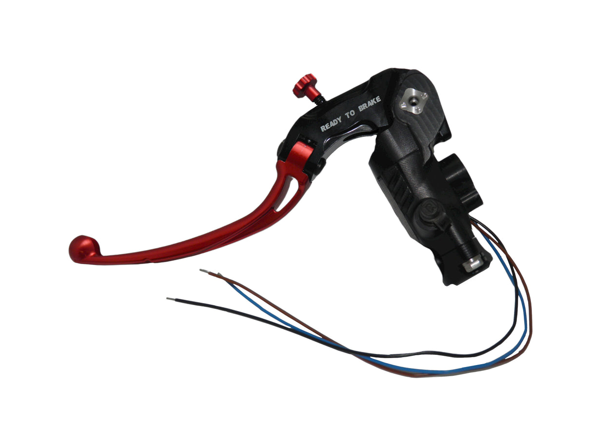 Pompa Frizione Ready To Brake Accossato PRS 16x15-16-17 Con Leva Snodata Colorata (Pomello+Leva) - Opzioni leva: RST, Supporto specchio: - N/A, Vaschetta in Alluminio Integrata: - N/A