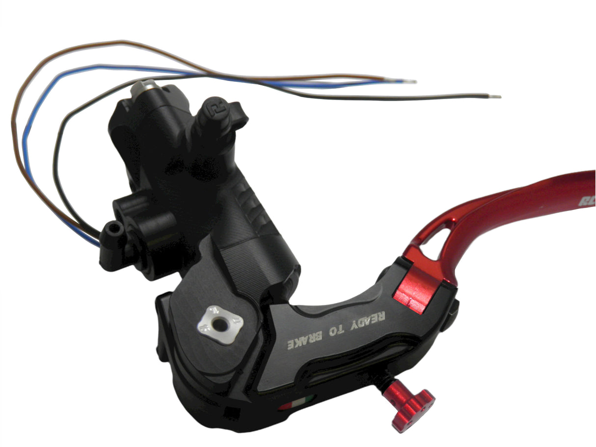 Pompa Frizione Ready To Brake Accossato PRS 16x15-16-17 Con Leva Snodata Colorata (Pomello+Leva) - Opzioni leva: RST, Supporto specchio: - N/A, Vaschetta in Alluminio Integrata: - N/A
