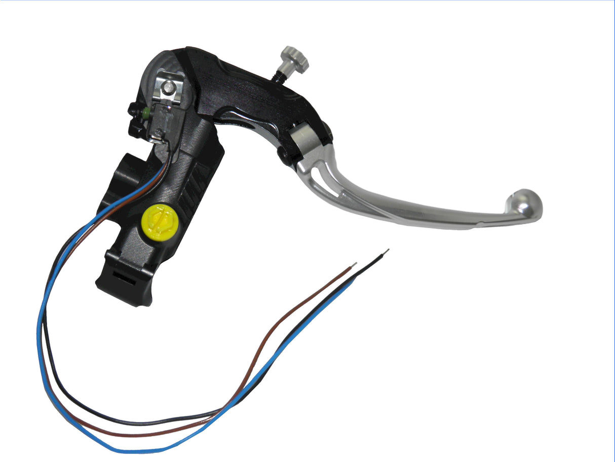 Pompa Frizione Ready To Brake Accossato PRS 16x15-16-17 Con Leva Snodata Colorata (Pomello+Leva) - Opzioni leva: RST, Supporto specchio: M10, Vaschetta in Alluminio Integrata: - N/A
