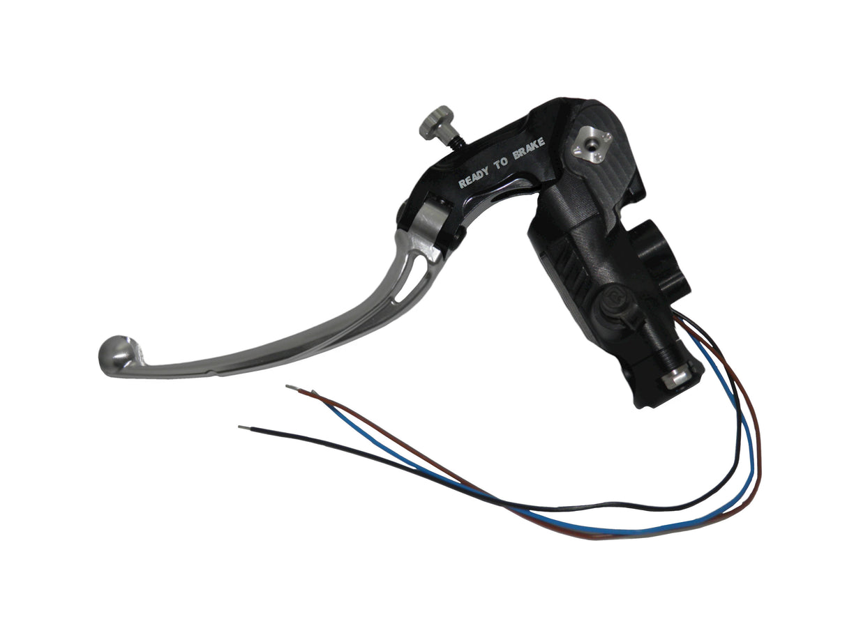 Pompa Frizione Ready To Brake Accossato PRS 16x15-16-17 Con Leva Snodata Colorata (Pomello+Leva) - Opzioni leva: RST, Supporto specchio: - N/A, Vaschetta in Alluminio Integrata: - N/A