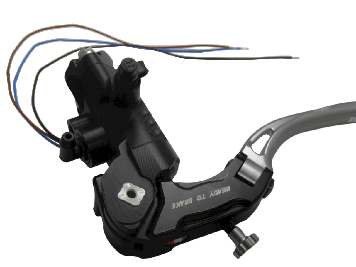 Pompa Frizione Ready To Brake Accossato PRS 16x15-16-17 Con Leva Snodata Colorata (Pomello+Leva) - Opzioni leva: RST, Supporto specchio: - N/A, Vaschetta in Alluminio Integrata: - N/A