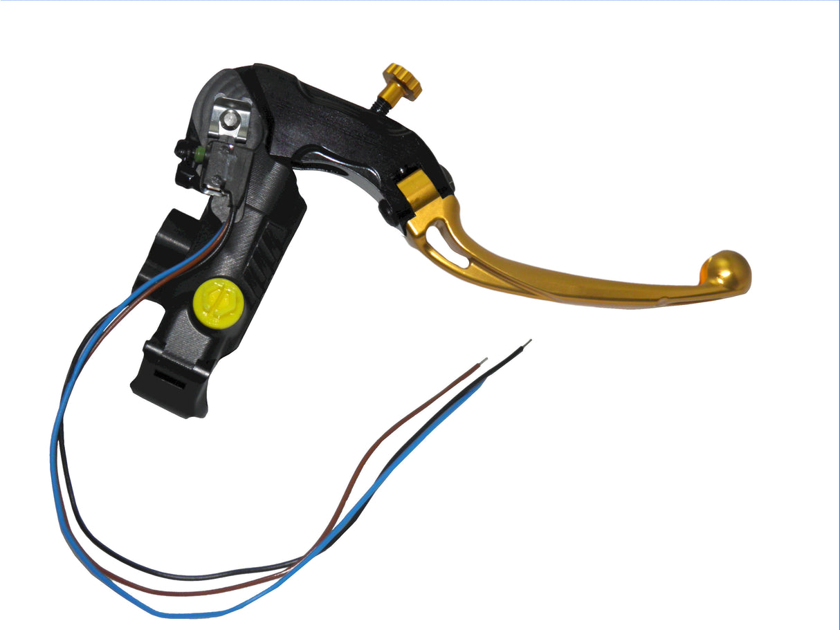 Pompa Frizione Ready To Brake Accossato PRS 16x15-16-17 Con Leva Snodata Colorata (Pomello+Leva) - Opzioni leva: RST, Supporto specchio: M10, Vaschetta in Alluminio Integrata: - N/A