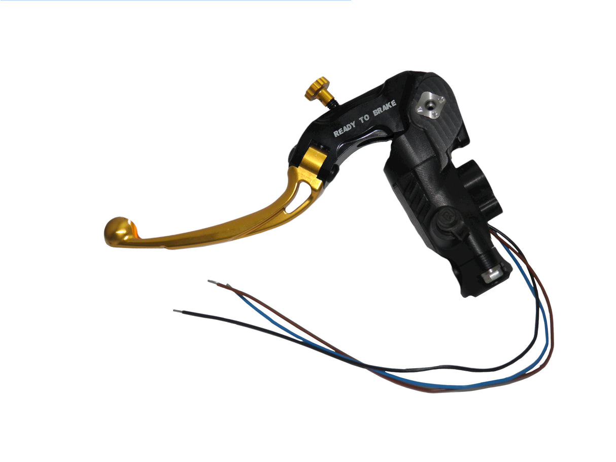 Pompa Frizione Ready To Brake Accossato PRS 16x15-16-17 Con Leva Snodata Colorata (Pomello+Leva) - Opzioni leva: RST, Supporto specchio: - N/A, Vaschetta in Alluminio Integrata: - N/A