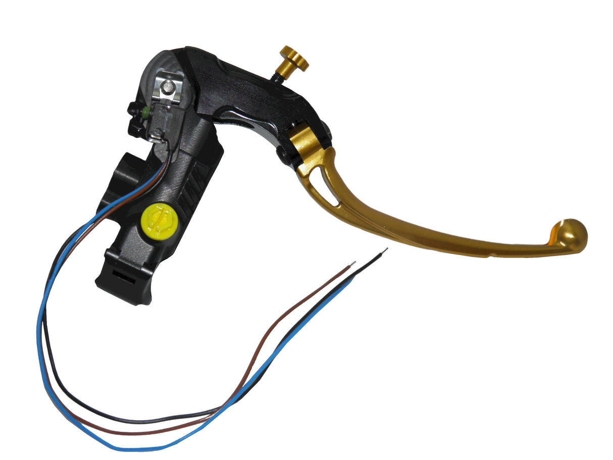 Pompa Frizione Ready To Brake Accossato PRS 16x15-16-17 Con Leva Snodata Colorata (Pomello+Leva) - Opzioni leva: RST, Supporto specchio: M10, Vaschetta in Alluminio Integrata: - N/A