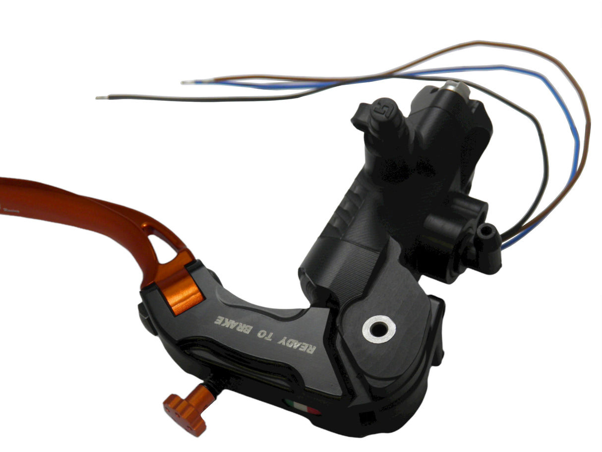 Pompa Freno Ready To Brake Accossato 17x18 Con Leva Snodata Colorata (Pomello+Leva) - Supporto specchio: - N/A, Vaschetta in Alluminio Integrata: - N/A