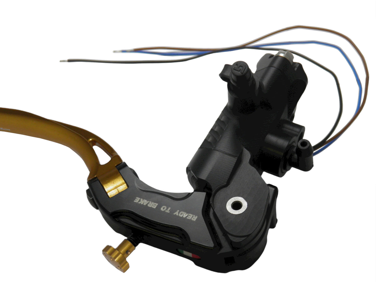 Pompa Freno Ready To Brake Accossato 17x18 Con Leva Snodata Colorata (Pomello+Leva) - Supporto specchio: - N/A, Vaschetta in Alluminio Integrata: - N/A