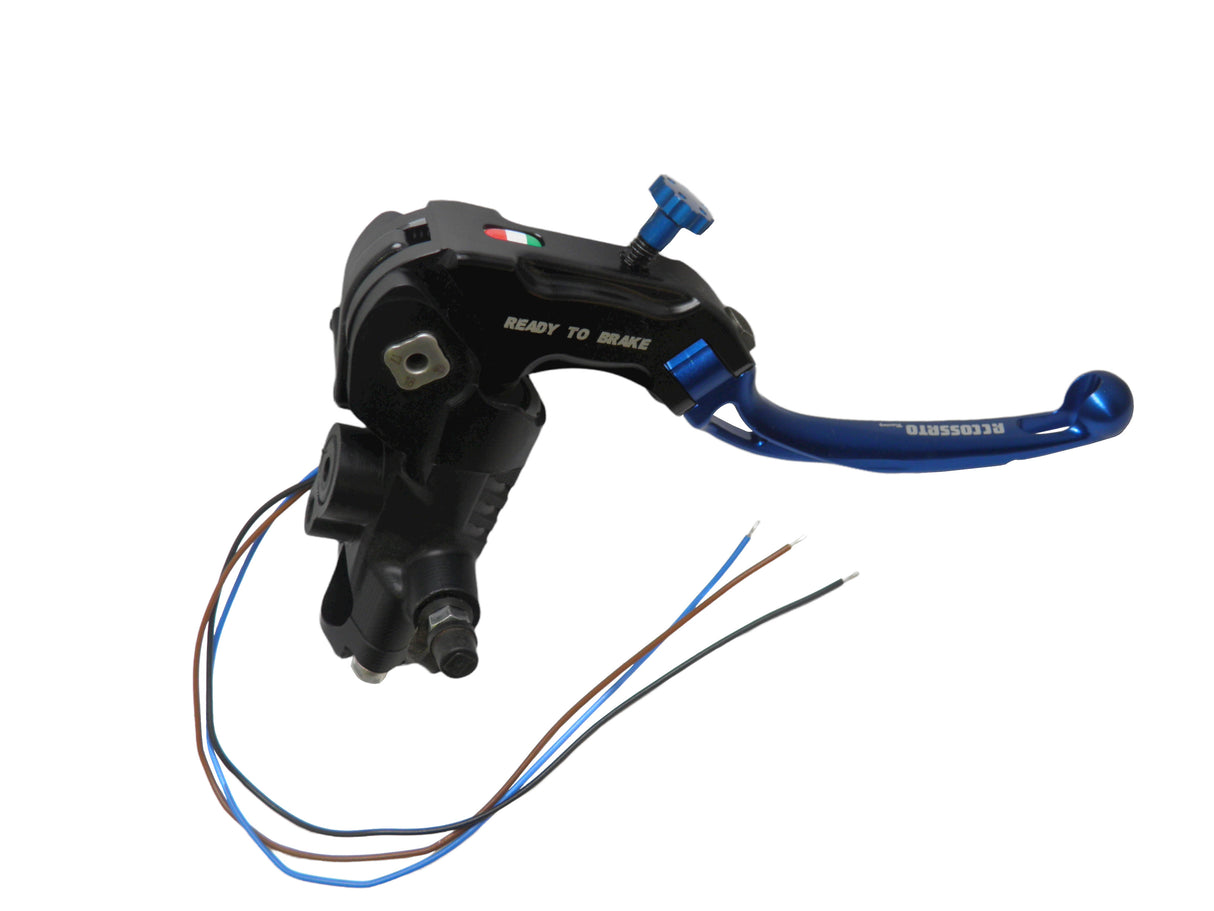 Pompa Freno Ready To Brake Accossato PRS 17x17-18-19 Con Leva Snodata Colorata (Pomello+Leva) - Opzioni leva: RST, Supporto specchio: - N/A, Vaschetta in Alluminio Integrata: - N/A