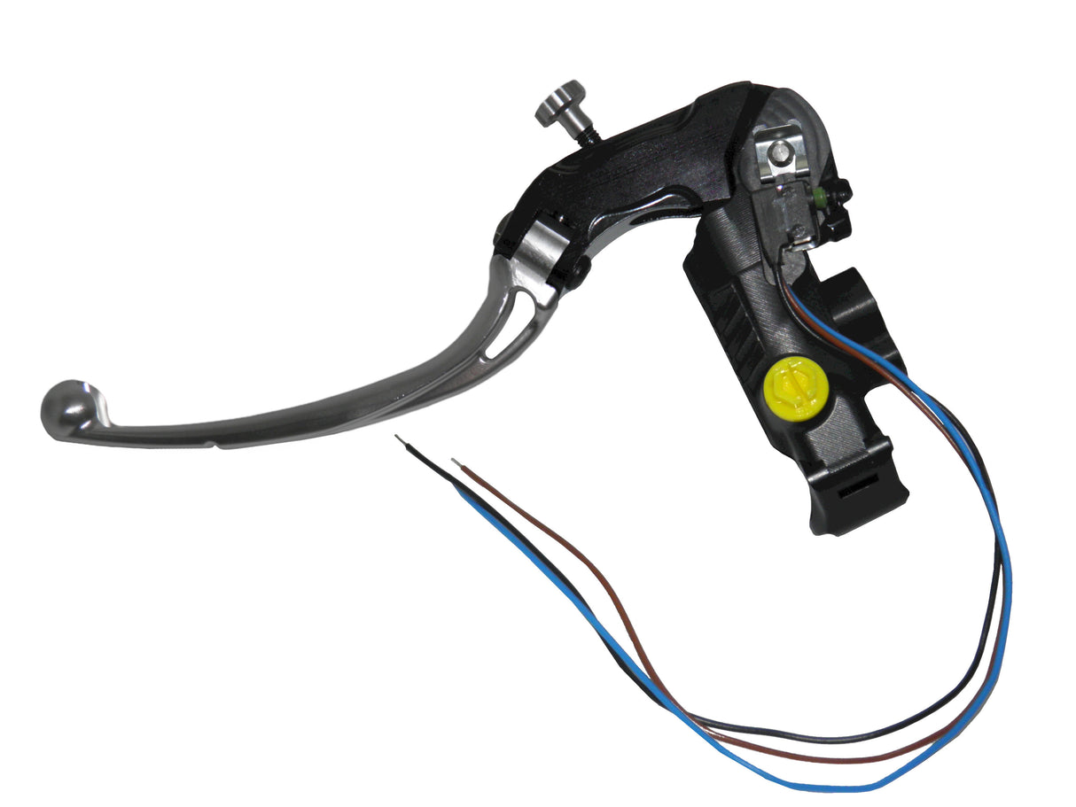 Pompa Freno Ready To Brake Accossato PRS 17x17-18-19 Con Leva Snodata Colorata (Pomello+Leva) - Opzioni leva: RST, Supporto specchio: M8, Vaschetta in Alluminio Integrata: - N/A