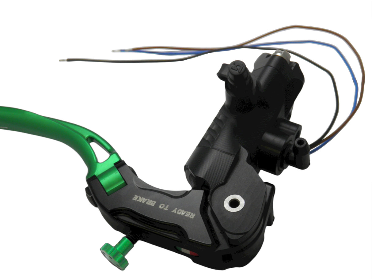 Pompa Freno Ready To Brake Accossato 14x20 Con Leva Snodata Colorata (Pomello+Leva) - Supporto specchio: - N/A, Vaschetta in Alluminio Integrata: - N/A