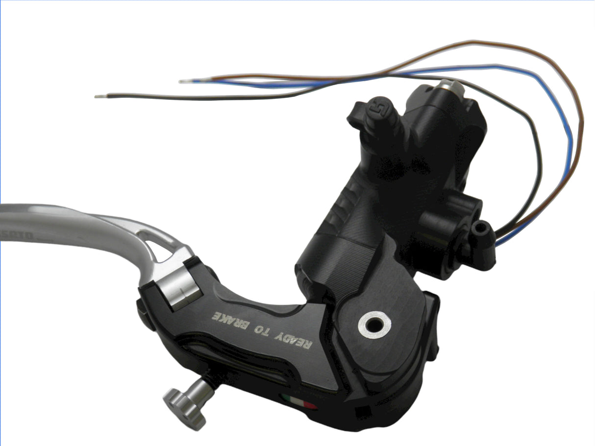 Pompa Freno Ready To Brake Accossato 14x20 Con Leva Snodata Colorata (Pomello+Leva) - Supporto specchio: - N/A, Vaschetta in Alluminio Integrata: - N/A