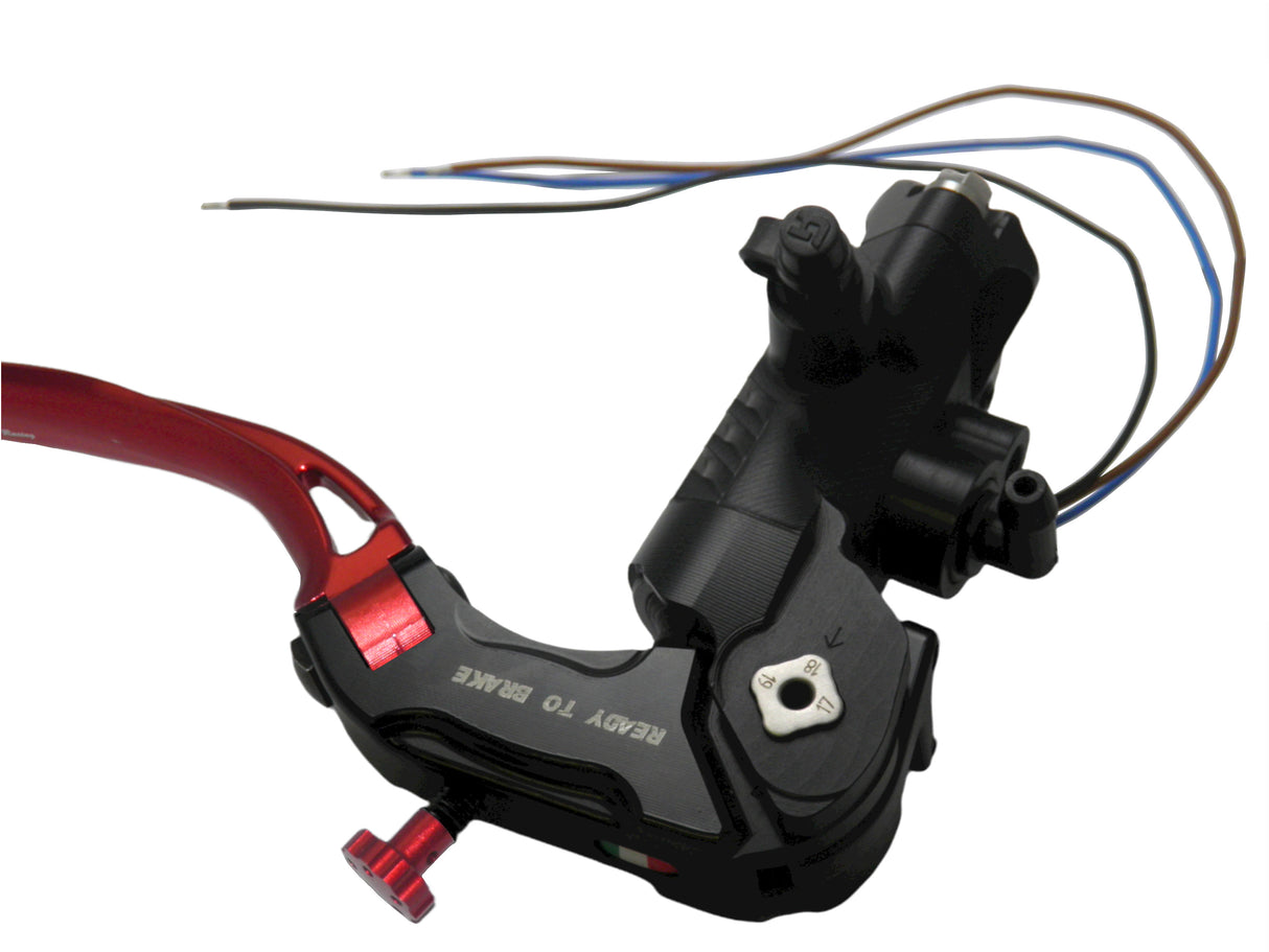 Pompa Freno Ready To Brake Accossato PRS 14x17-18-19 Con Leva Snodata Colorata (Pomello+Leva) - Supporto specchio: - N/A, Vaschetta in Alluminio Integrata: - N/A