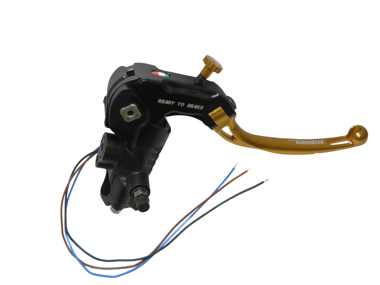 Pompa Freno Ready To Brake Accossato PRS 19x17-18-19 Con Leva Snodata Colorata (Pomello+Leva) Per Manubri da 1 pollice - Opzioni leva: RST, Supporto specchio: - N/A, Vaschetta in Alluminio Integrata: - N/A