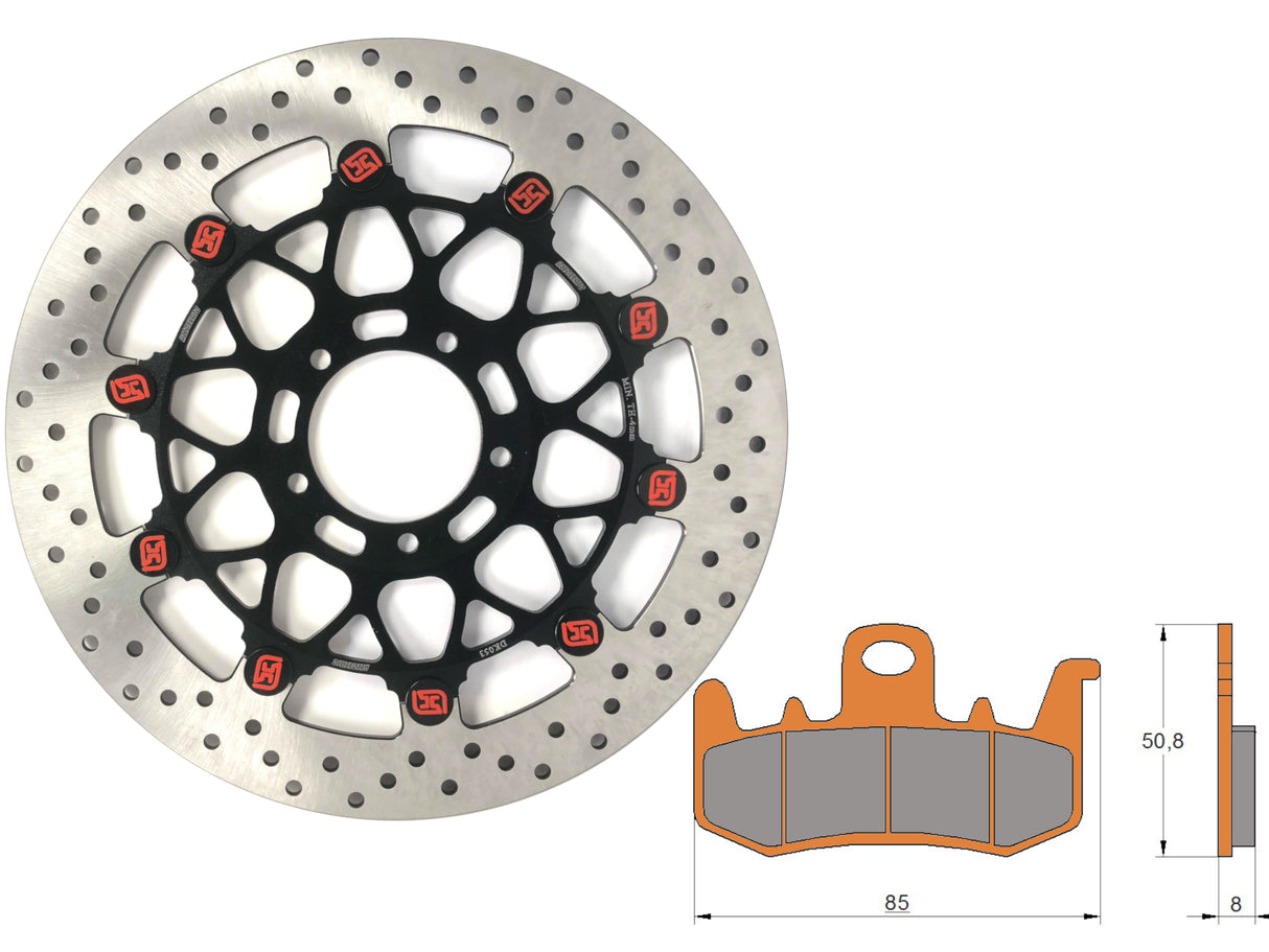 Kit Dischi Freno Flottanti Anteriori Accossato Linea Elite per Moto DK053 + Pastiglie freno AGPA177
