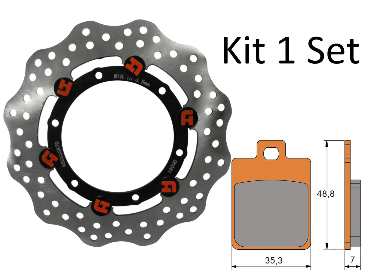 Kit Disco Freno Flottante Anteriore Accossato Linea Elite per Moto DK061 + Pastiglie freno AGPA17