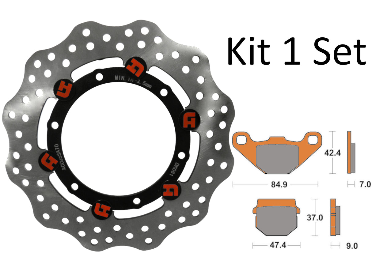 Kit Disco Freno Flottante Anteriore Accossato Linea Elite per Moto DK061 + Pastiglie freno AGPA258