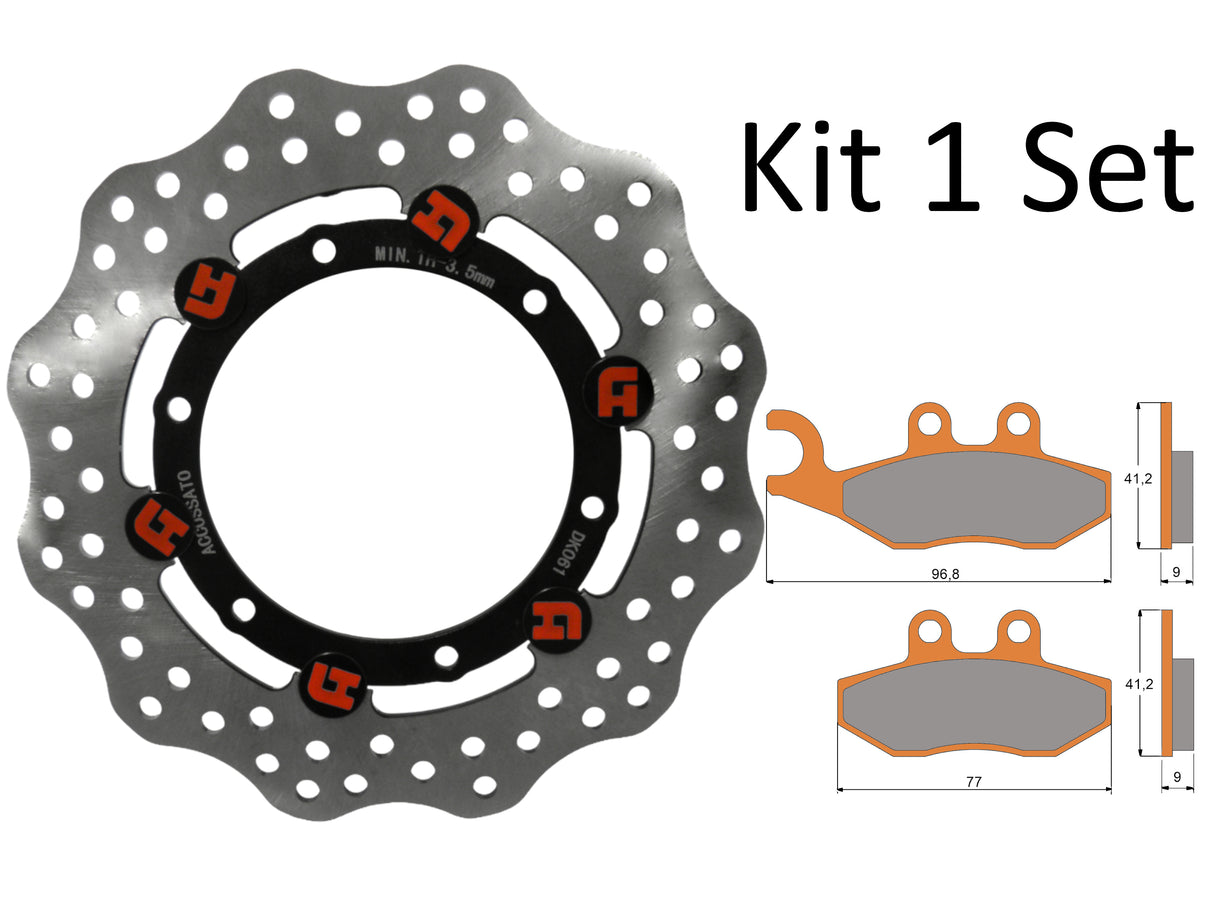 Kit Disco Freno Flottante Anteriore Accossato Linea Elite per Moto DK061 + Pastiglie freno AGPA46