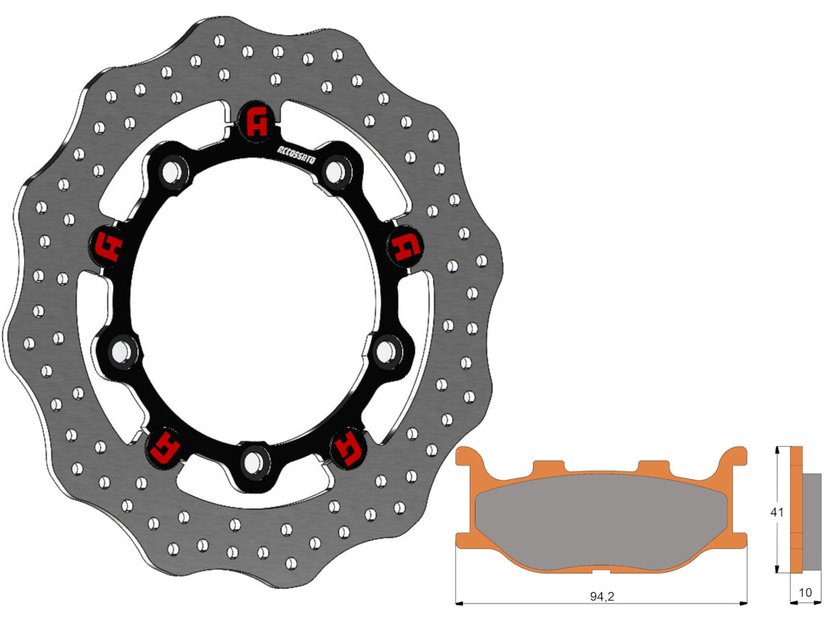 Kit Dischi Freno Flottanti Anteriori Accossato Linea Elite per Moto DK062 + Pastiglie freno AGPA22