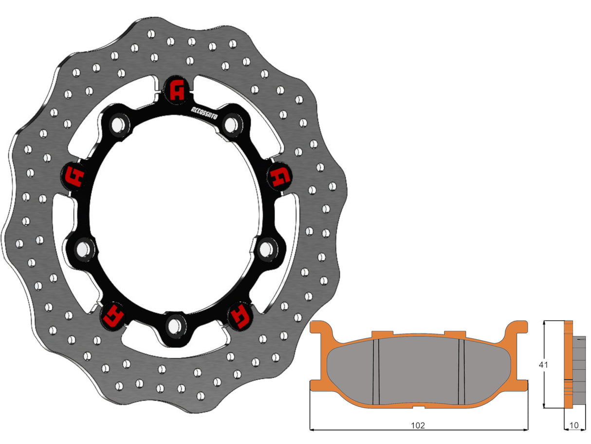 Kit Dischi Freno Flottanti Anteriori Accossato Linea Elite per Moto DK062 + Pastiglie freno AGPA71