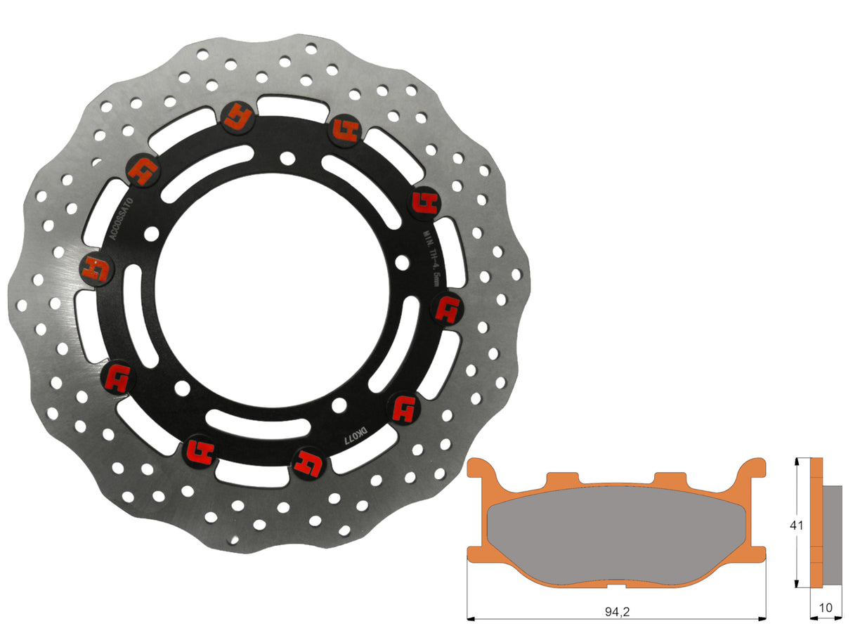 Kit Dischi Freno Flottanti Anteriori Accossato Linea Elite per Moto DK077 + Pastiglie freno AGPA22