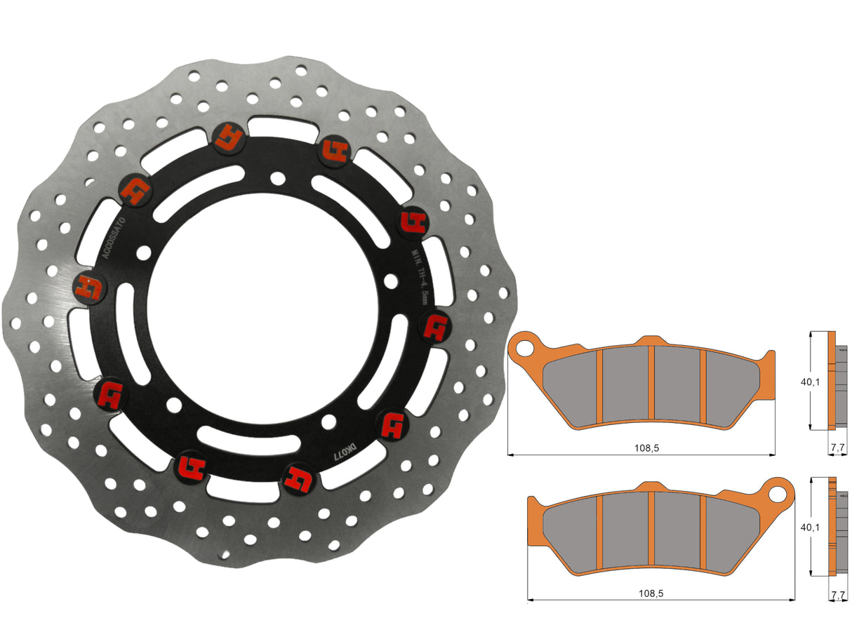 Kit Disco Freno Flottante Anteriore Accossato Linea Elite per Moto DK077 + Pastiglie freno AGPA92