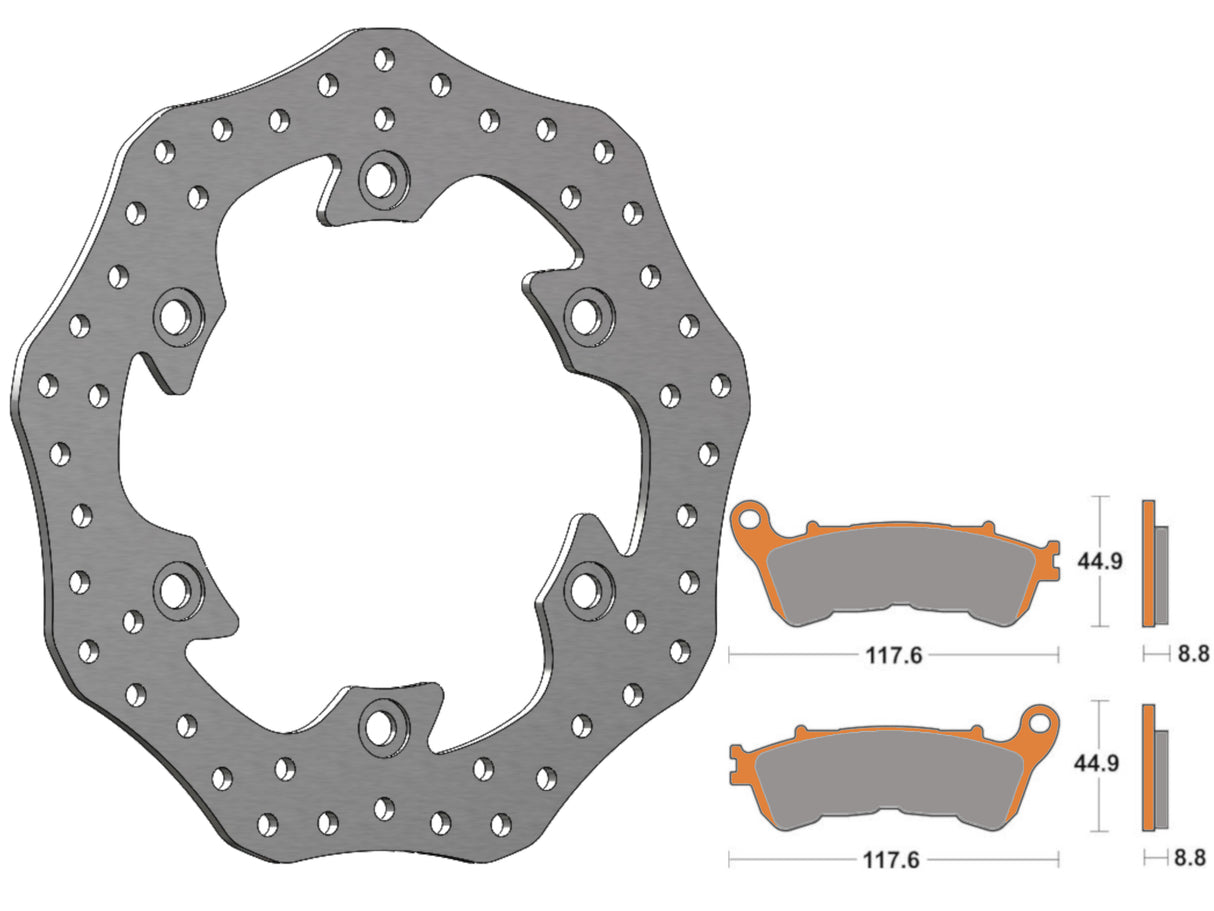 Kit Disco Freno Flottante Anteriore Accossato Linea Elite per Moto DK233 + Pastiglie freno AGPA264