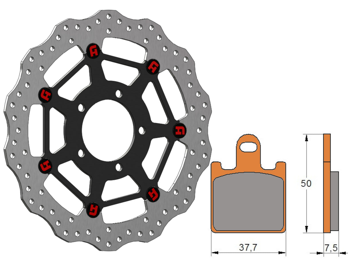 Kit Dischi Freno Flottanti Anteriori Accossato Linea Elite per Moto DK235 + Pastiglie freno AGPA107
