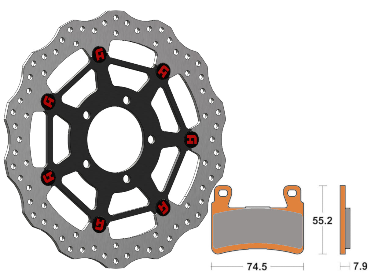 Kit Dischi Freno Flottanti Anteriori Accossato Linea Elite per Moto DK235 + Pastiglie freno AGPA267